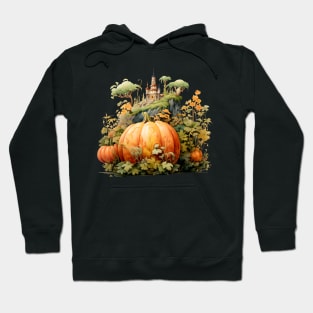 Autumn Pumpkin with Miniature Forest Watercolor Illustration Hoodie